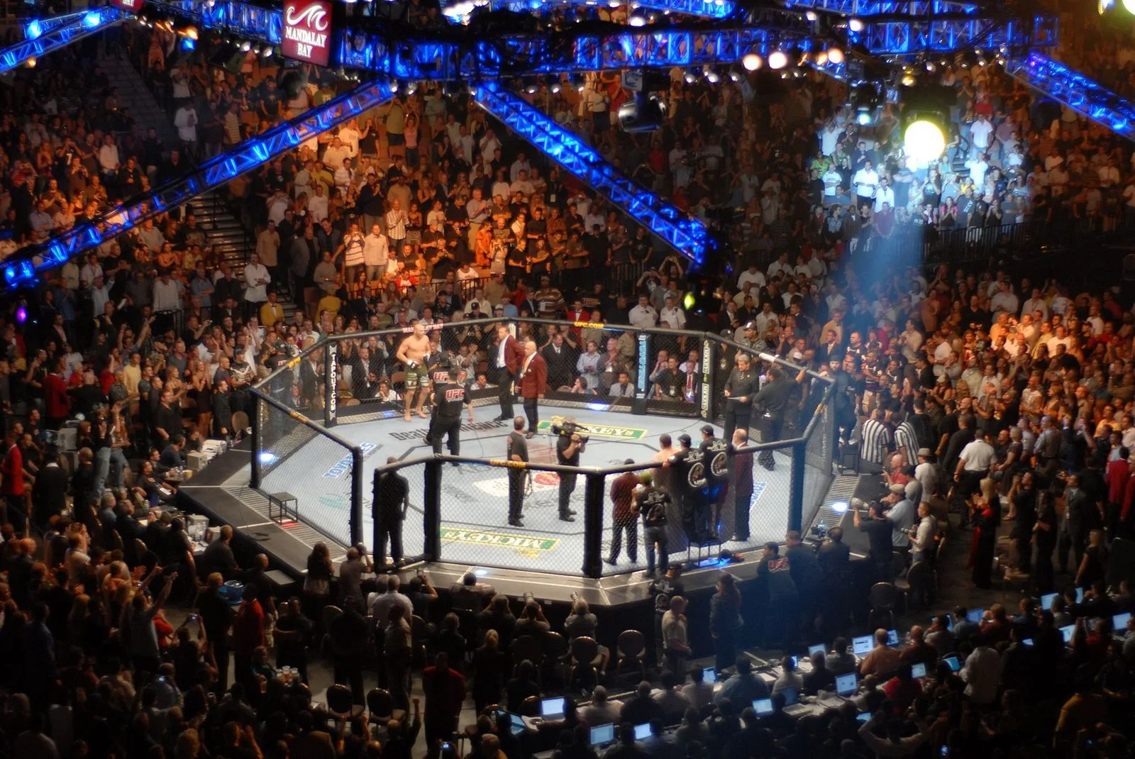L'octogone officiel de l'UFC dans l'arène